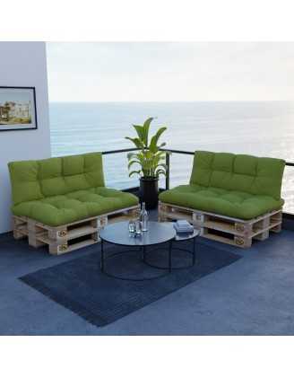 Set de 2 Coussins pour Palette 120x80 + 120x40, Matelassé, Vert Lime