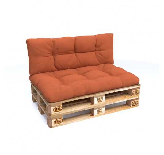 Set de 2 Coussins pour Palette 120x80 + 120x40, Matelassé, Orange