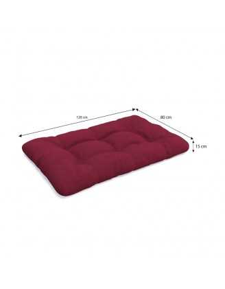 Set de 2 Coussins pour Palette 120x80 + 120x40, Matelassé, Bordeaux