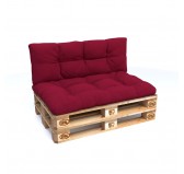 Set de 2 Coussins pour Palette 120x80 + 120x40, Matelassé, Bordeaux