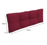 Set de 2 Coussins pour Palette 120x80 + 120x40, Matelassé, Bordeaux