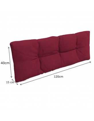 Set de 2 Coussins pour Palette 120x80 + 120x40, Matelassé, Bordeaux