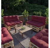 Set de 2 Coussins pour Palette 120x80 + 120x40, Matelassé, Bordeaux