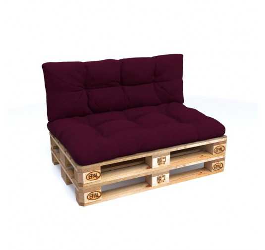 Set de 2 Coussins pour Palette 120x80 + 120x40, Matelassé, Violet