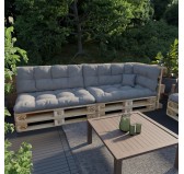 Set de 6 Coussins Matelassés pour Palettes 120x80 + 120x40 Gris