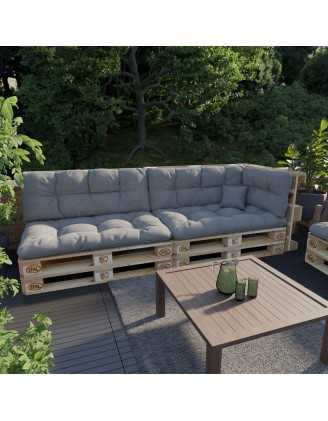 Set de 6 Coussins Matelassés pour Palettes 120x80 + 120x40 Gris