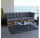 Set de 6 Coussins Matelassés pour Palettes 120x80 + 120x40 Gris
