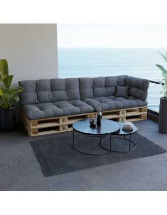 Set de 6 Coussins Matelassés pour Palettes 120x80 + 120x40 Gris