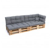 Set de 6 Coussins Matelassés pour Palettes 120x80 + 120x40 Gris