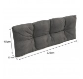 Set de 6 Coussins Matelassés pour Palettes 120x80 + 120x40 Gris