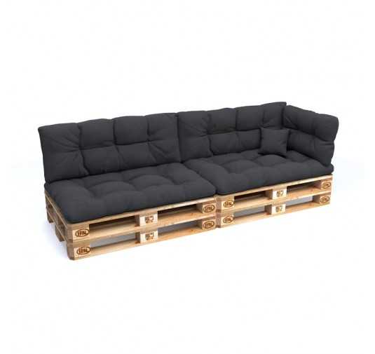 Set de 6 Coussins Matelassés pour Palettes 120x80 + 120x40 Anthracite