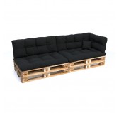 Set de 6 Coussins Matelassés pour Palettes 120x80 + 120x40 Noir