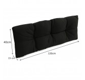 Set de 6 Coussins Matelassés pour Palettes 120x80 + 120x40 Noir