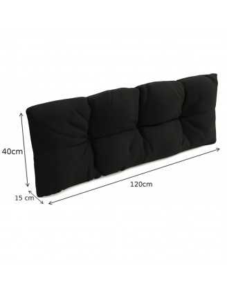 Set de 6 Coussins Matelassés pour Palettes 120x80 + 120x40 Noir