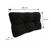Set de 6 Coussins Matelassés pour Palettes 120x80 + 120x40 Noir
