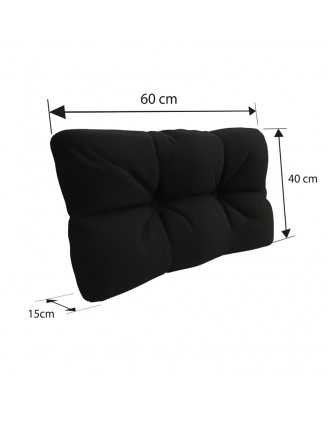 Set de 6 Coussins Matelassés pour Palettes 120x80 + 120x40 Noir