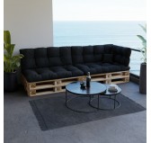 Set de 6 Coussins Matelassés pour Palettes 120x80 + 120x40 Noir