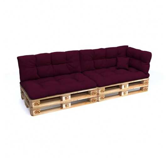 Set de 6 Coussins pour Palette, 2x 120x80 + 2x 120x40 + 60x40 + 40x40, Matelassé, Violet