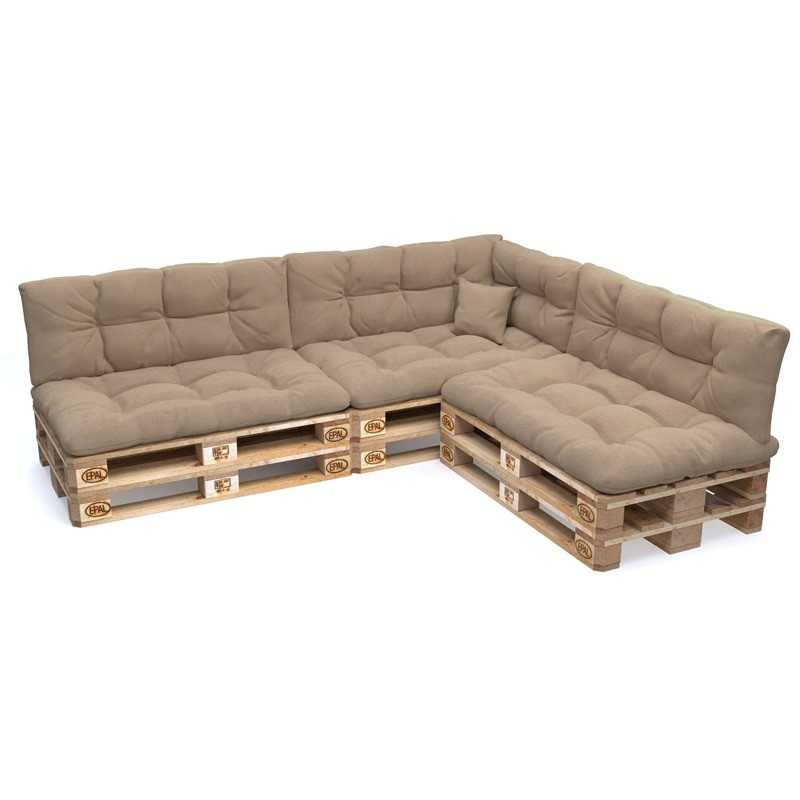 Set de 8 Coussins Matelassés pour Palettes 120x80 + 120x40 Beige