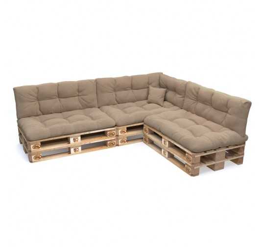 Set de 8 Coussins Matelassés pour Palettes 120x80 + 120x40 Beige
