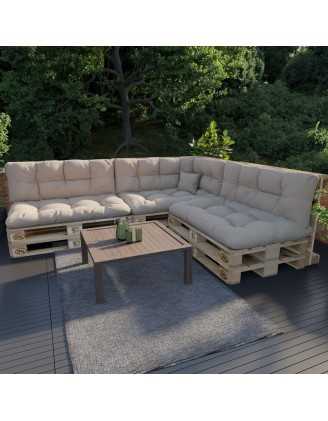 Set de 8 Coussins Matelassés pour Palettes 120x80 + 120x40 Beige