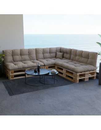 Set de 8 Coussins Matelassés pour Palettes 120x80 + 120x40 Beige