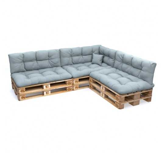 Set de 8 Coussins Matelassés pour Palettes 120x80 + 120x40 Bleu