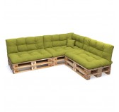 Set de 8 Coussins pour Palette, 3x 120x80 + 3x 120x40 + 60x40 + 40x40, Matelassé, Vert Lime