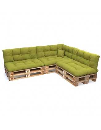 Set de 8 Coussins pour Palette, 3x 120x80 + 3x 120x40 + 60x40 + 40x40, Matelassé, Vert Lime