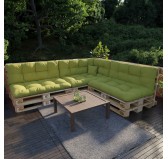 Set de 8 Coussins pour Palette, 3x 120x80 + 3x 120x40 + 60x40 + 40x40, Matelassé, Vert Lime