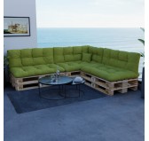 Set de 8 Coussins pour Palette, 3x 120x80 + 3x 120x40 + 60x40 + 40x40, Matelassé, Vert Lime