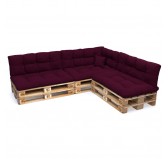 Set de 8 Coussins pour Palette, 3x 120x80 + 3x 120x40 + 60x40 + 40x40, Matelassé, Violet