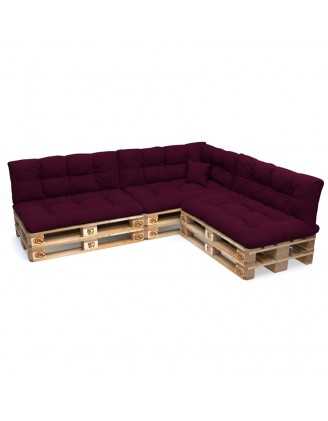 Set de 8 Coussins pour Palette, 3x 120x80 + 3x 120x40 + 60x40 + 40x40, Matelassé, Violet