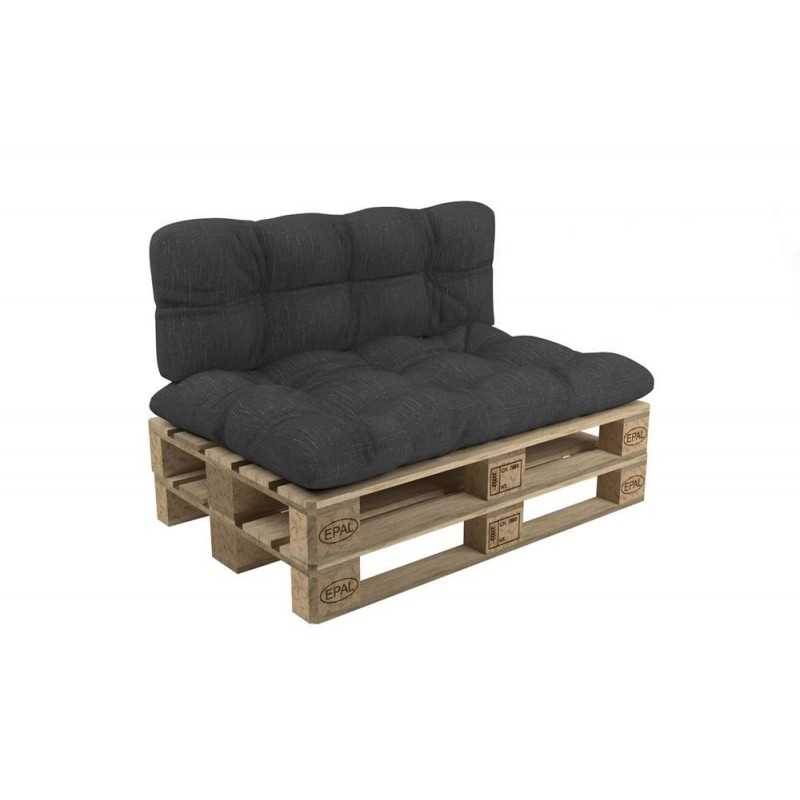 Set de 2 Coussins Matelassés pour Palettes 120x80 + 120x40 Anthracite