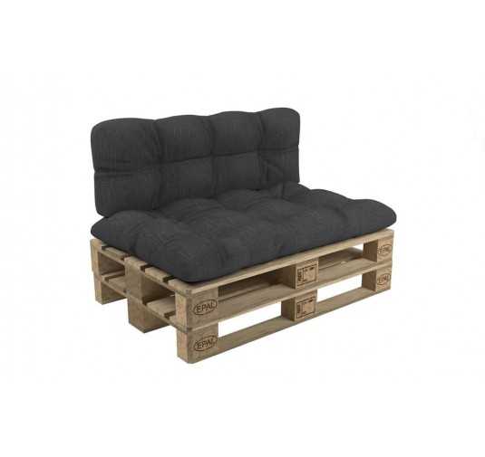 Set de 2 Coussins Matelassés pour Palettes 120x80 + 120x40 Anthracite