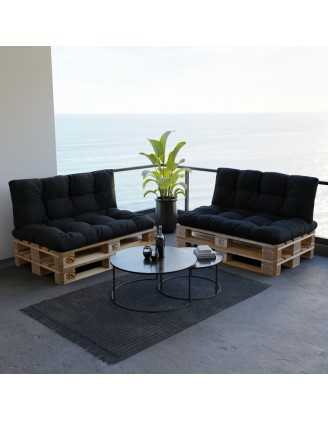 Coussin de Dossier Matelassé pour Palettes 120x40x12 Noir