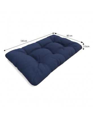 Coussin de Siège Matelassé pour Palettes 120x80x15 Bleu Foncé