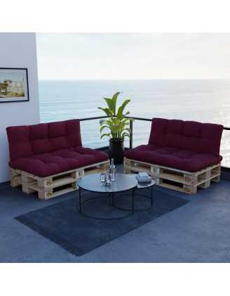 Coussin de Siège pour Palette, Matelassé, 120x80x12 cm, Bordeaux