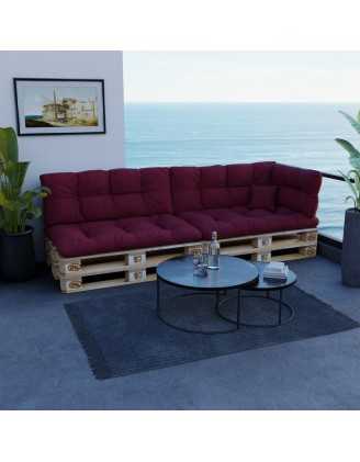 Coussin de Siège pour Palette, Matelassé, 120x80x12 cm, Bordeaux