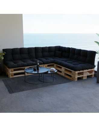 Coussin de Latéral Matelassé pour Palettes 60x40x12 Noir