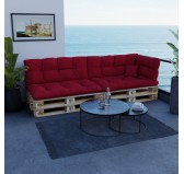 Coussin de Latéral pour Palette, Matelassé, 60x40x12 cm, Rouge