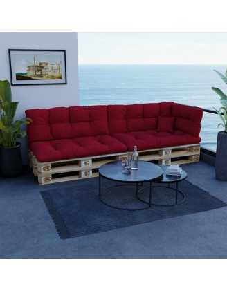 Coussin de Latéral pour Palette, Matelassé, 60x40x12 cm, Rouge