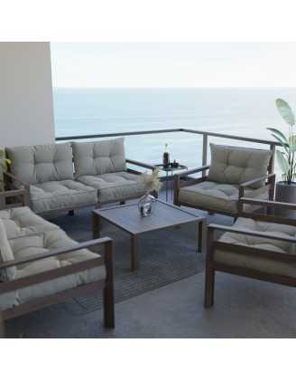 Set de 2 Coussins de Chaise de Jardin Beige 70x70 + 70x40