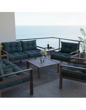 Set de 2 Coussins de Chaise de Jardin Vert Foncé 60x60 + 60x40
