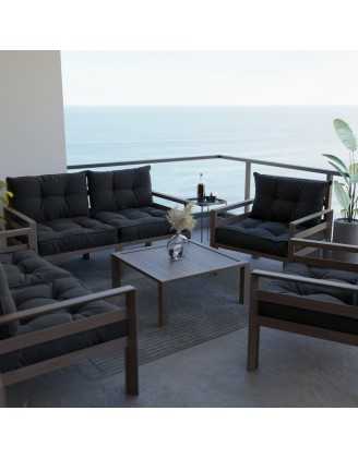 Set de 2 Coussins de Chaise de Jardin, Noir 40x40 + 50x40