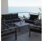 Set de 2 Coussins de Chaise de Jardin, Noir 70x70 + 70x40