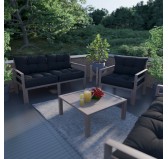 Set de 2 Coussins de Chaise de Jardin, Noir 70x70 + 70x40
