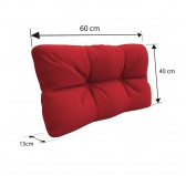 Coussin de Latéral pour Palette, Matelassé, 60x40x12 cm, Rouge