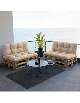 Coussin de dossier pour palette, imperméable, matelassé, 120x40x12, Beige