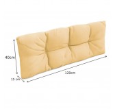 Coussin de dossier pour palette, imperméable, matelassé, 120x40x12, Beige